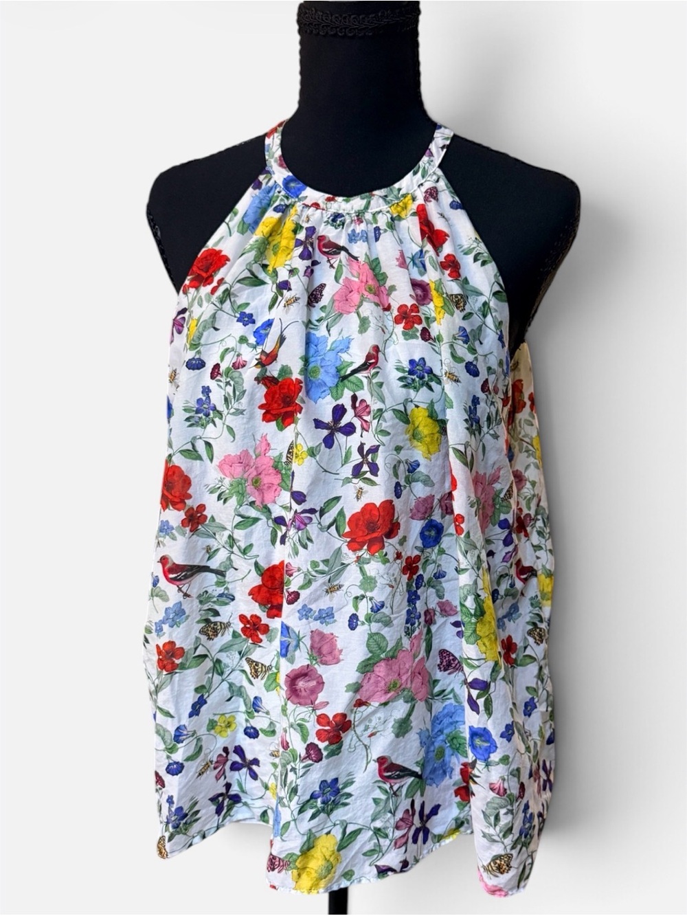 Alice + Olivia White Multicolor Floral Halter Camisole Size S